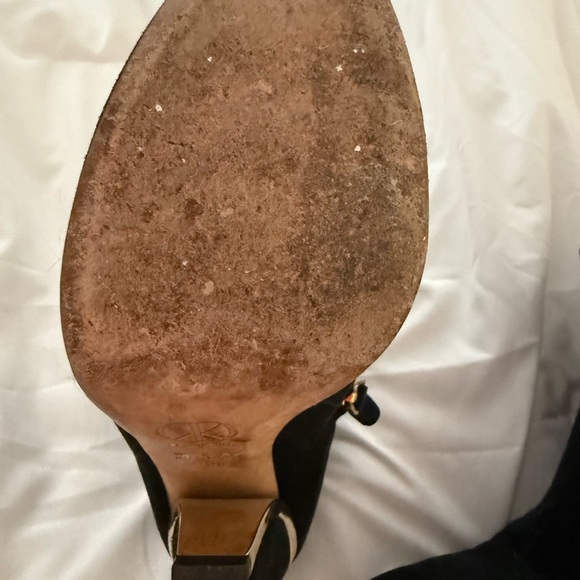 Black and Gold Ankle Boots with Sculptural Heel - Picture 4 of 5